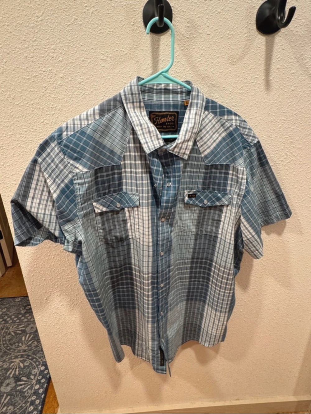Howler Brothers Blue Plaid Short-Sleeve Button-Down Shirt